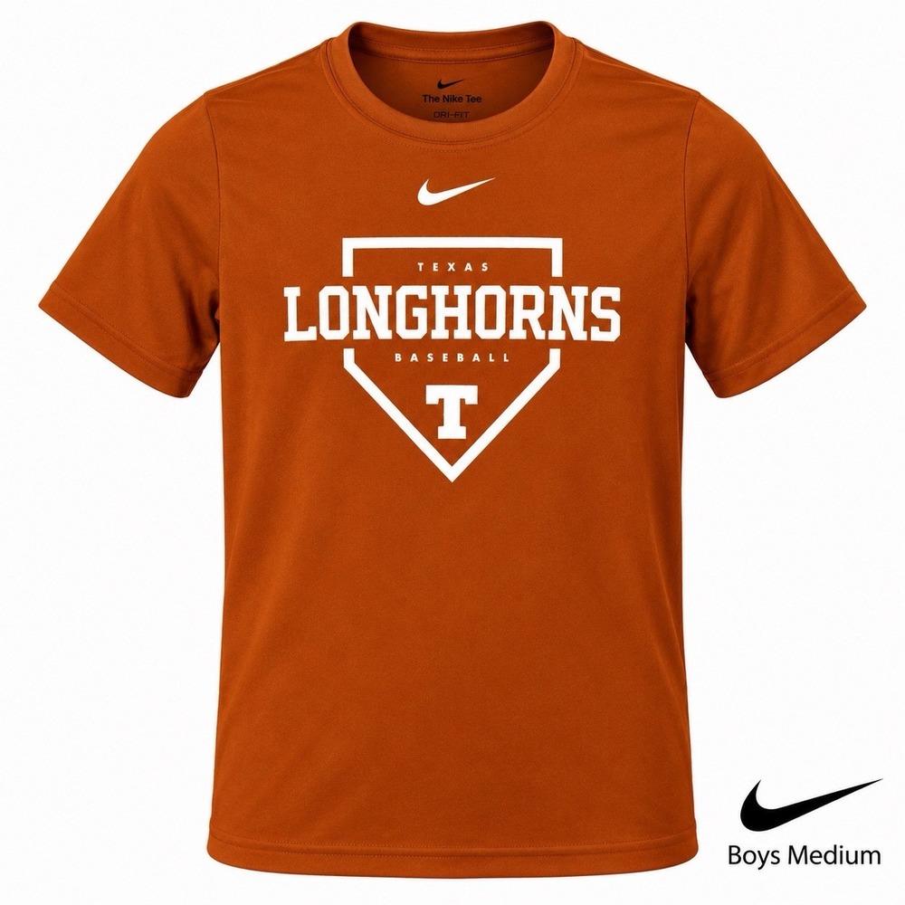 Nike Texas Longhorns Baseball Dri-FIT Shirt Boys Medium Burnt Orange NCAA